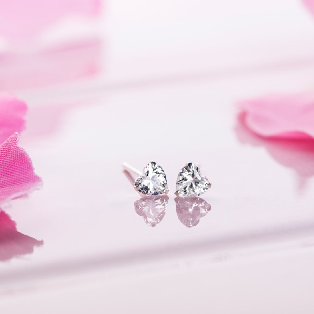 Tiny Heart Solitaire 925 Silver Earrings