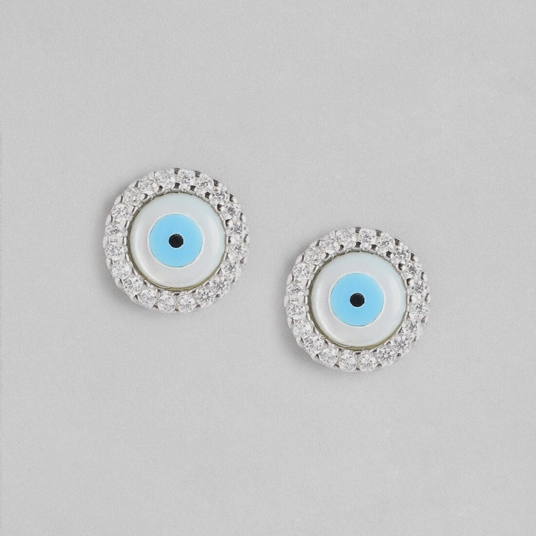Turkish Evil Eye Stone 925 Silver Earrings