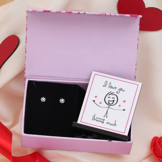 Nakshatra Floral Studs 925 Silver Earrings Gift Hamper