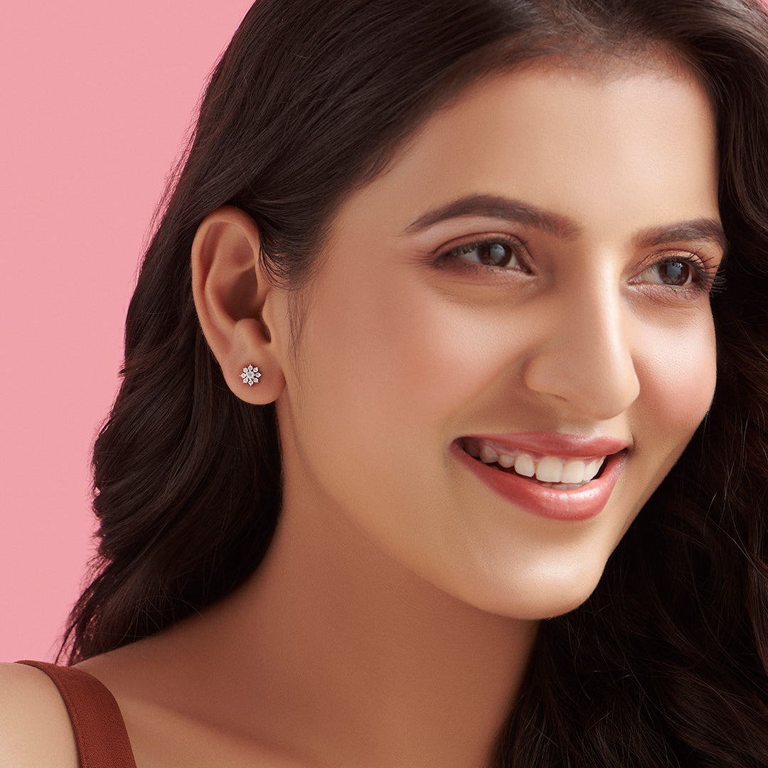 Celestial Blooms Nakshatra Floral Studs 925 Silver Earrings Gift Hamper for Sister