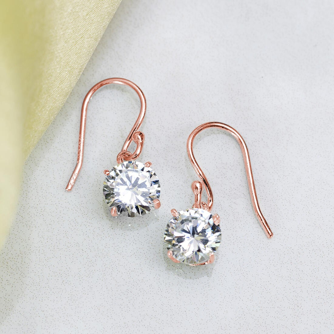 Graceful Glow 925 Sterling Silver Rose Gold-Plated Fish Hook Earrings