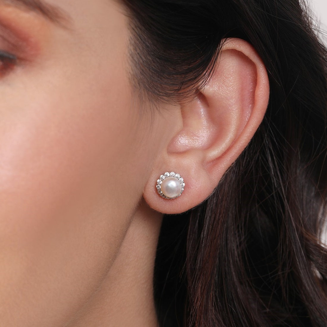Luminous Harmony CZ-Pearl 925 Sterling Silver Stud Earrings