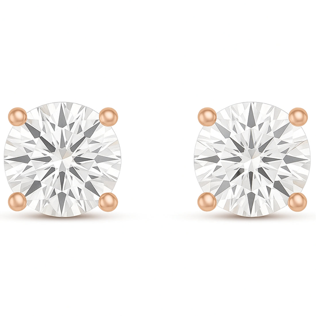 Graceful Rosettes 925 Sterling Silver Rose Gold Plated Stud Earrings