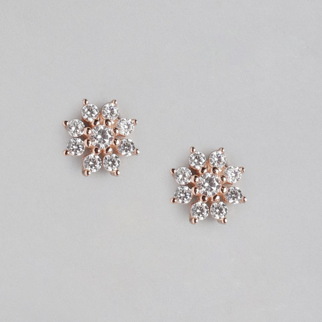 Floral Rose Gold-Plated 925 Sterling Silver Earrings Combo
