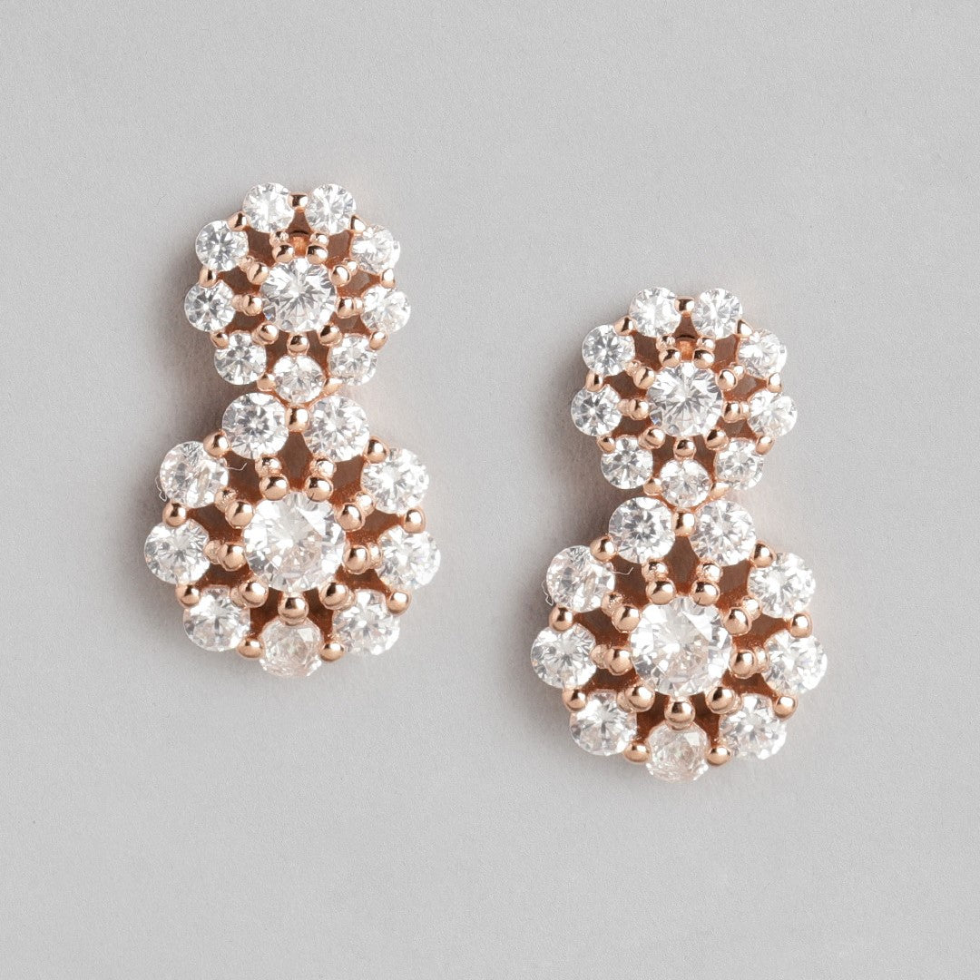 Radiant Bloom Rose Gold-Plated 925 Sterling Silver Earrings Combo