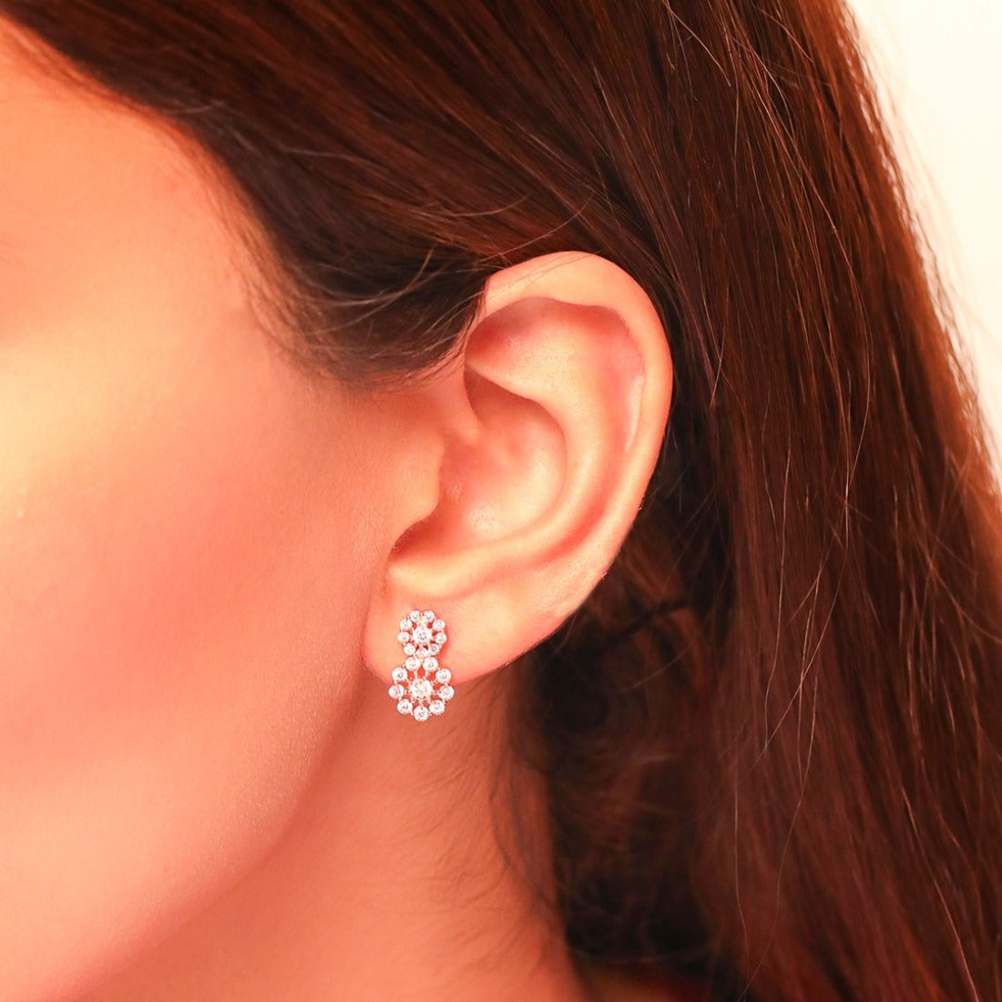 Eternal Sparkle Rose Gold-Plated Cluster Elegance in CZ 925 Silver Earrings Gift Hamper