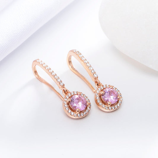 Chic Goddess Rose Gold Fish Hook 925 Silver Earring