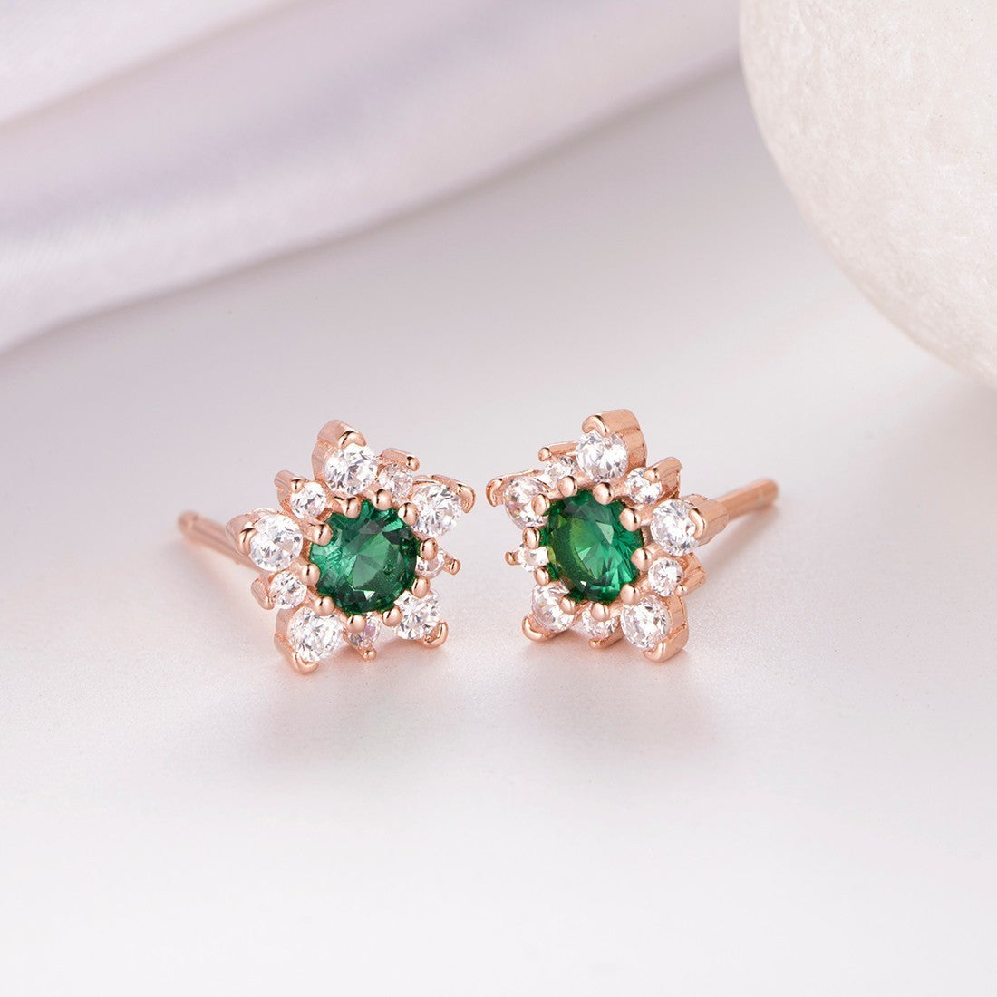 CZ Rose Gold Plated 925 Sterling Silver Earrings