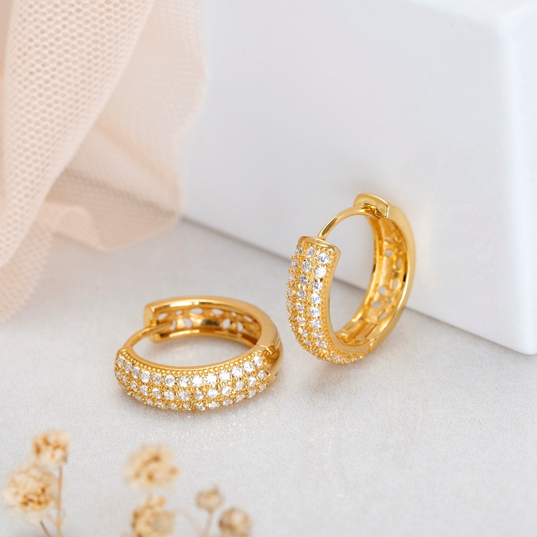 Golden Radiance Gold-Plated 925 Sterling Silver Hoop Earrings
