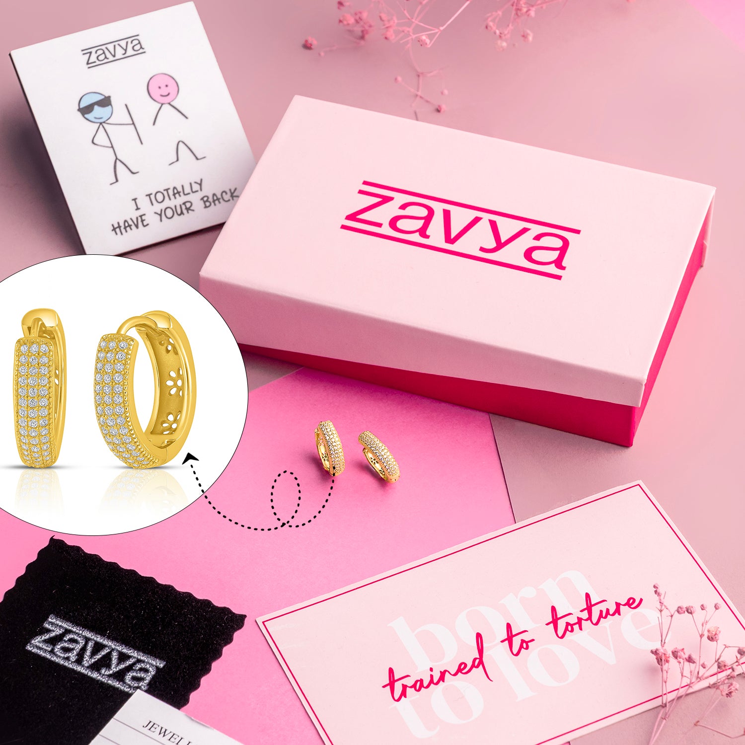 Golden Radiance Gold-Plated 925 Sterling Silver Hoop Earrings Gift Hamper