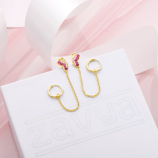 CZ Butterfly Loop Earring in 925 Gold Plated Sterling Silver