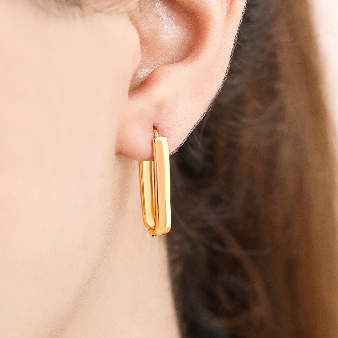 Classic Gold Plated Geometrical Hoop Earring