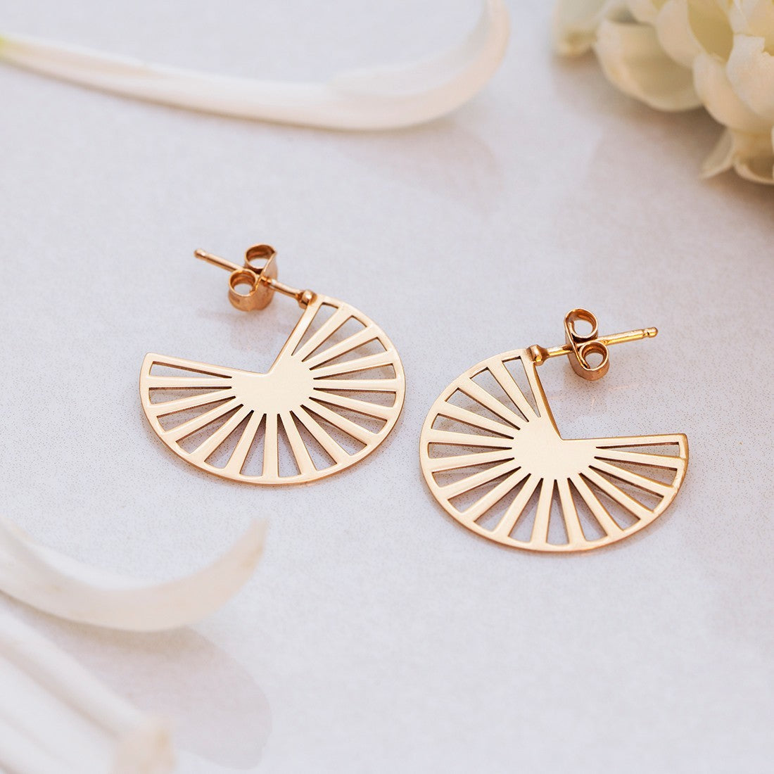 Abstract Rose Gold Plated 925 Sterling Silver Earrings