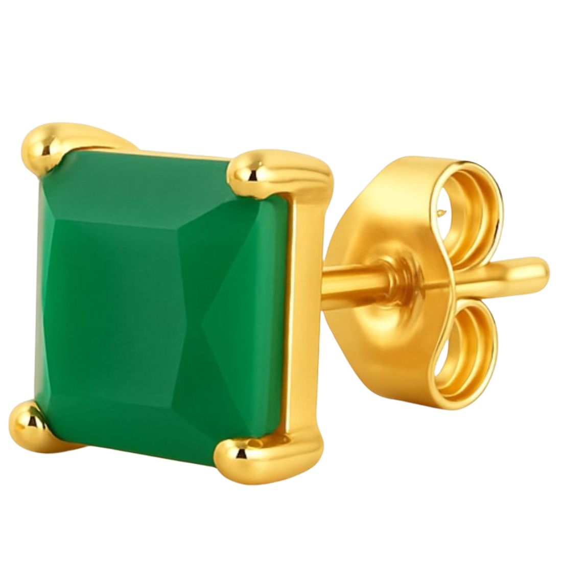 Golden Elegance Gold-Plated 925 Sterling Silver Green Cubic Zirconia Stud Earrings