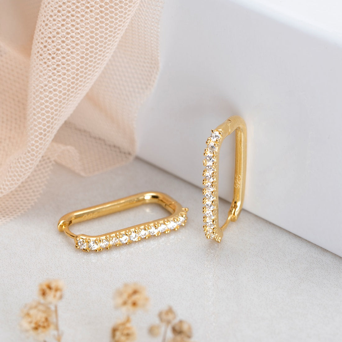 Gleaming Circles Gold-Plated 925 Sterling Silver Hoop Earrings