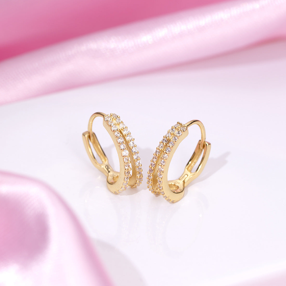 Golden Loops Classic 925 Sterling Silver Hoop Earrings with Gold Plating