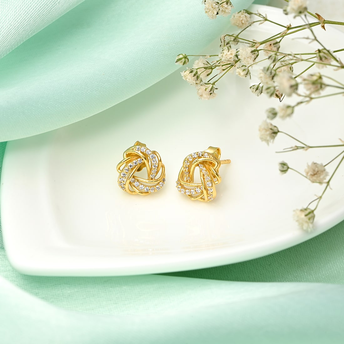 Radiant Brilliance Gold Plated 925 Sterling Silver Stud Earrings