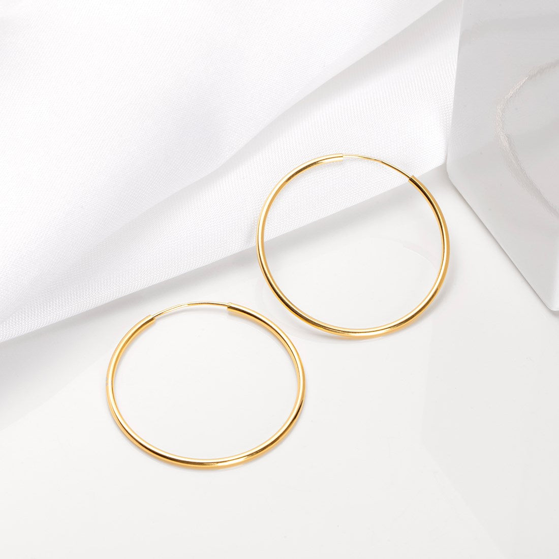 Golden Radiance 925 Sterling Silver Hoop Earrings