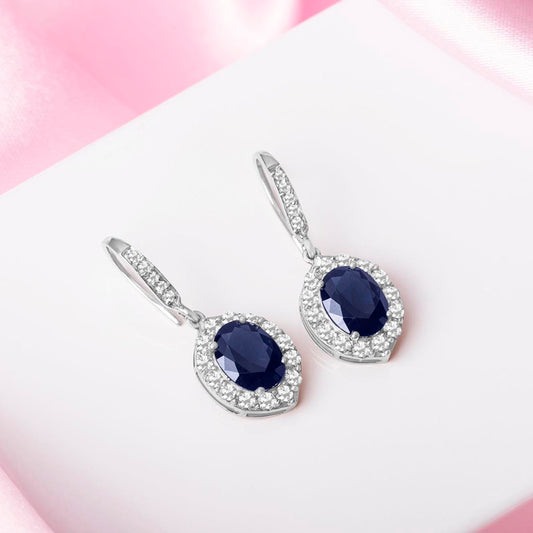 Sapphire Cascade Rhodium Plated 925 Silver Drop Earrings