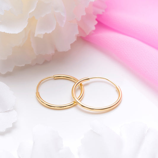 Great Golden Gold Plated 925 Silver Hoops Earrings