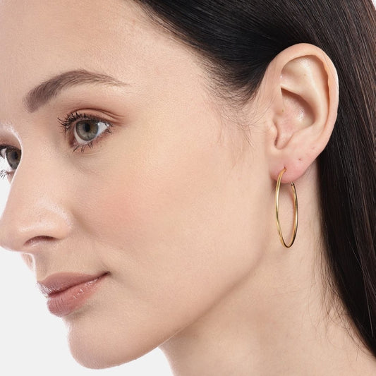 Great Golden Gold Plated 925 Silver Hoops Earrings