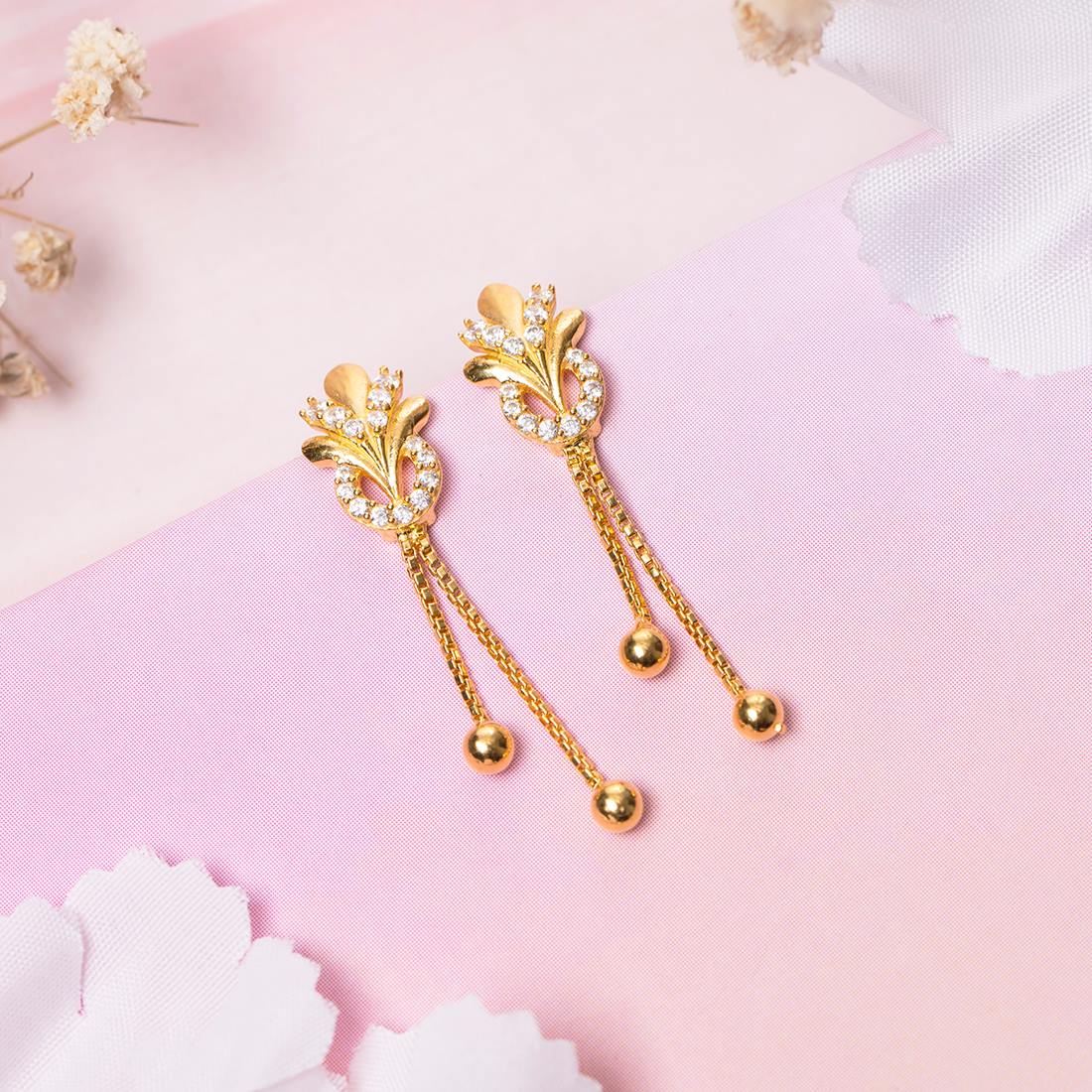 Chic Glitter Gold-Plated 925 Sterling Silver Drop Earrings