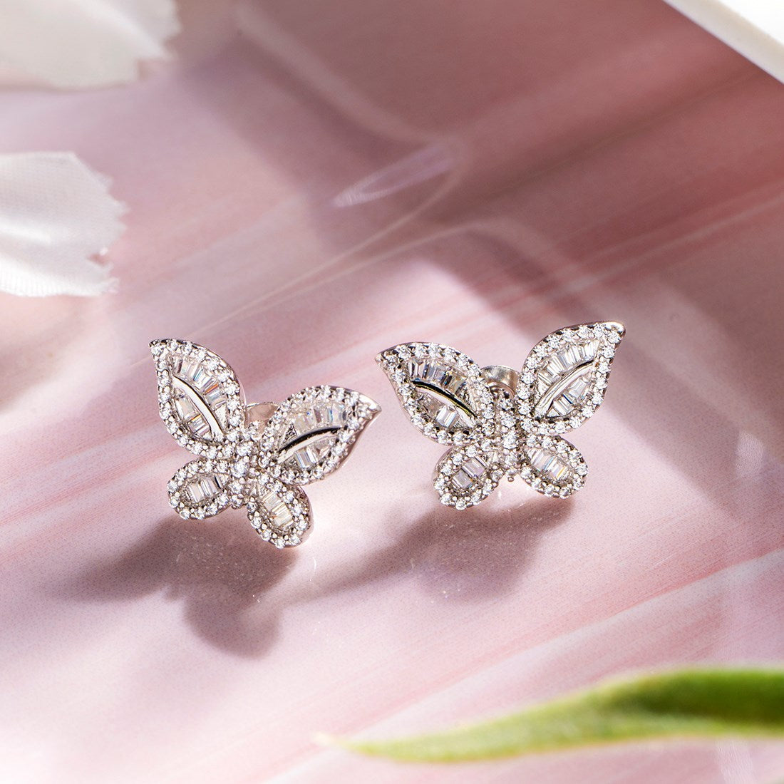 Dancing Butterflies Rhodium-Plated 925 Sterling Silver Earrings