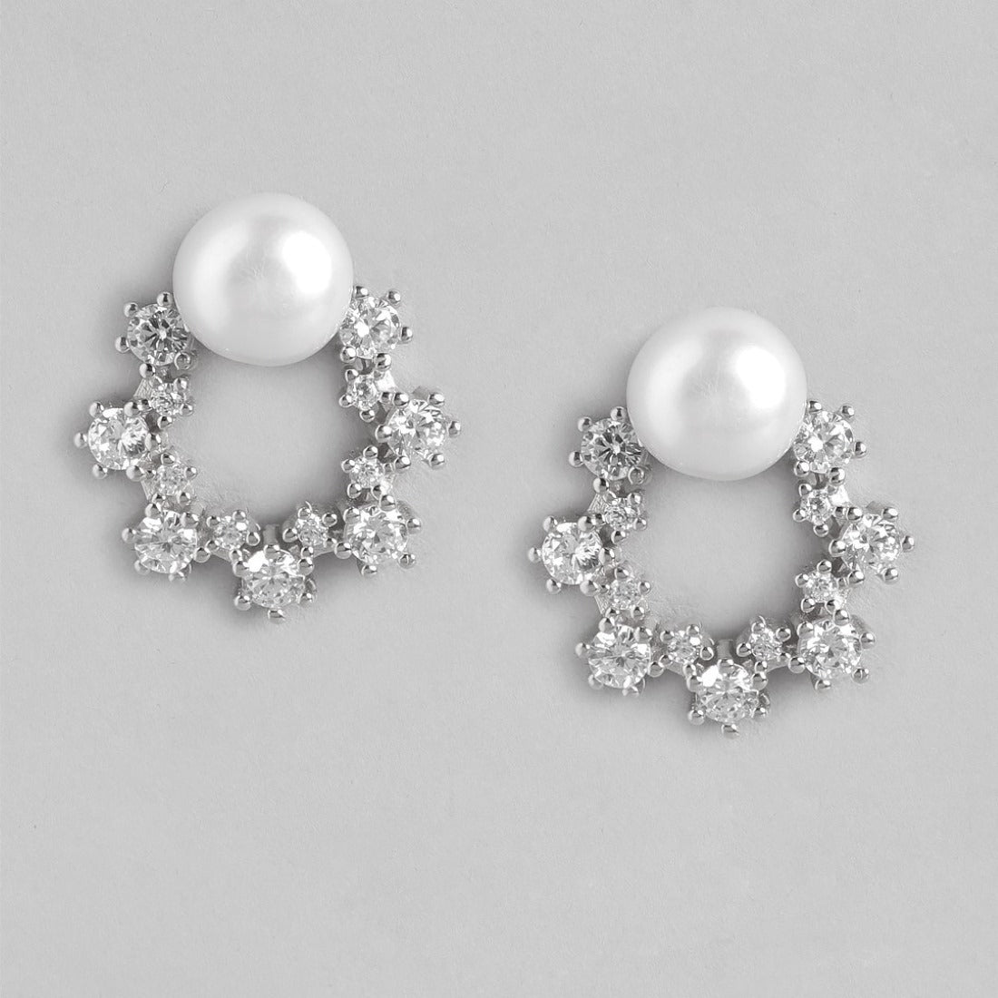 Eternal Pearl Bloom Rhodium-Plated 925 Sterling Silver Earrings