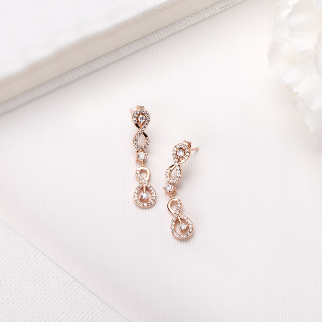 Infinite Sparkle Rose Gold-Plated 925 Sterling Silver Stud Earrings