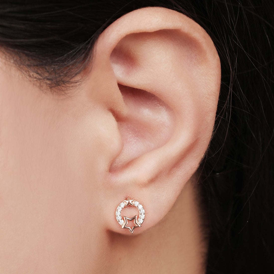 Celestial Harmony Rose Gold-Plated 925 Sterling Silver Earrings