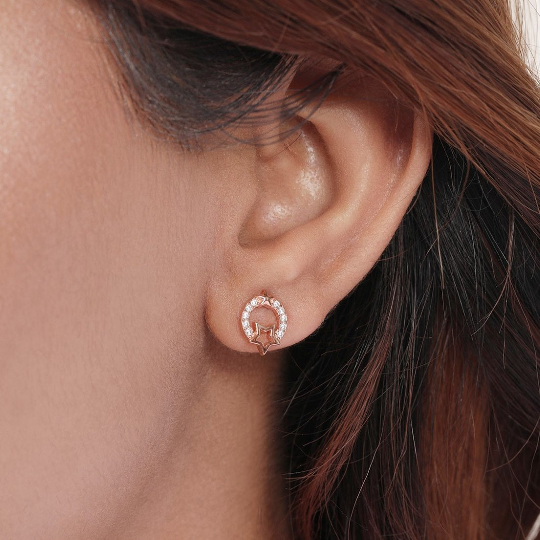 Celestial Harmony Rose Gold-Plated 925 Sterling Silver Earrings