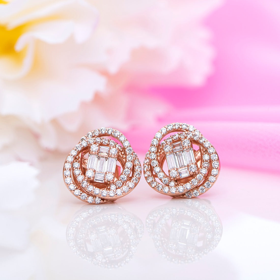 Rose Gold Radiance Cubic Zirconia 925 Sterling Silver Earrings