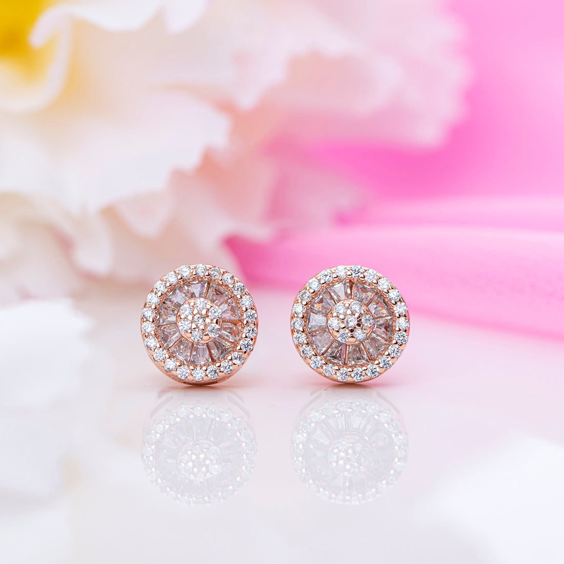 Celestial Circles Rose Gold-Plated CZ 925 Sterling Silver Earrings