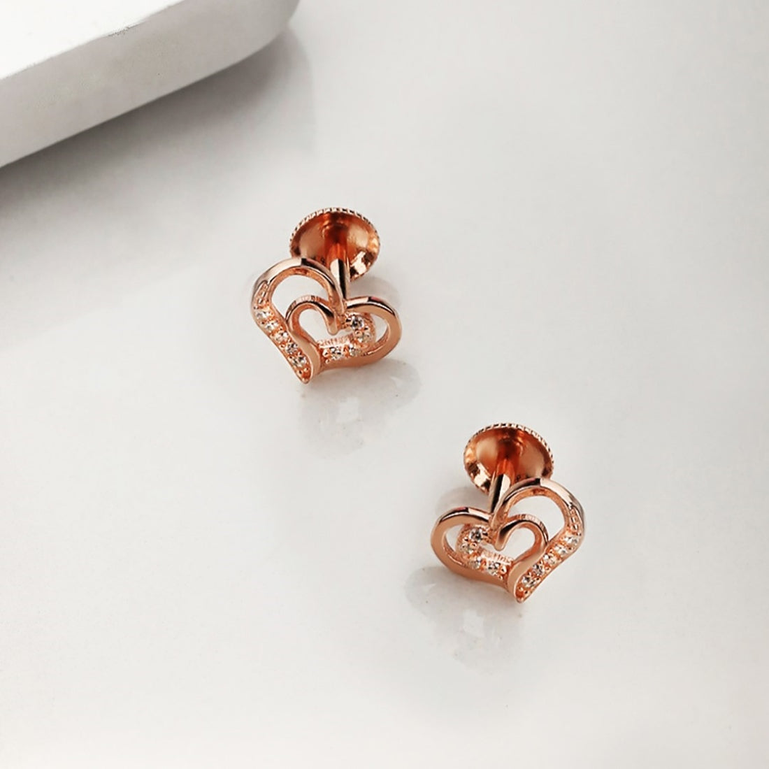 Heartfelt Radiance Rose Gold-Plated 925 Sterling Silver Earrings with CZ
