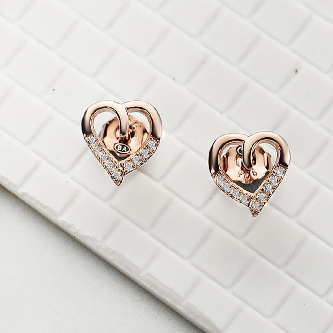 Rosy Devotion CZ Rose Gold-Plated 925 Sterling Silver Earrings