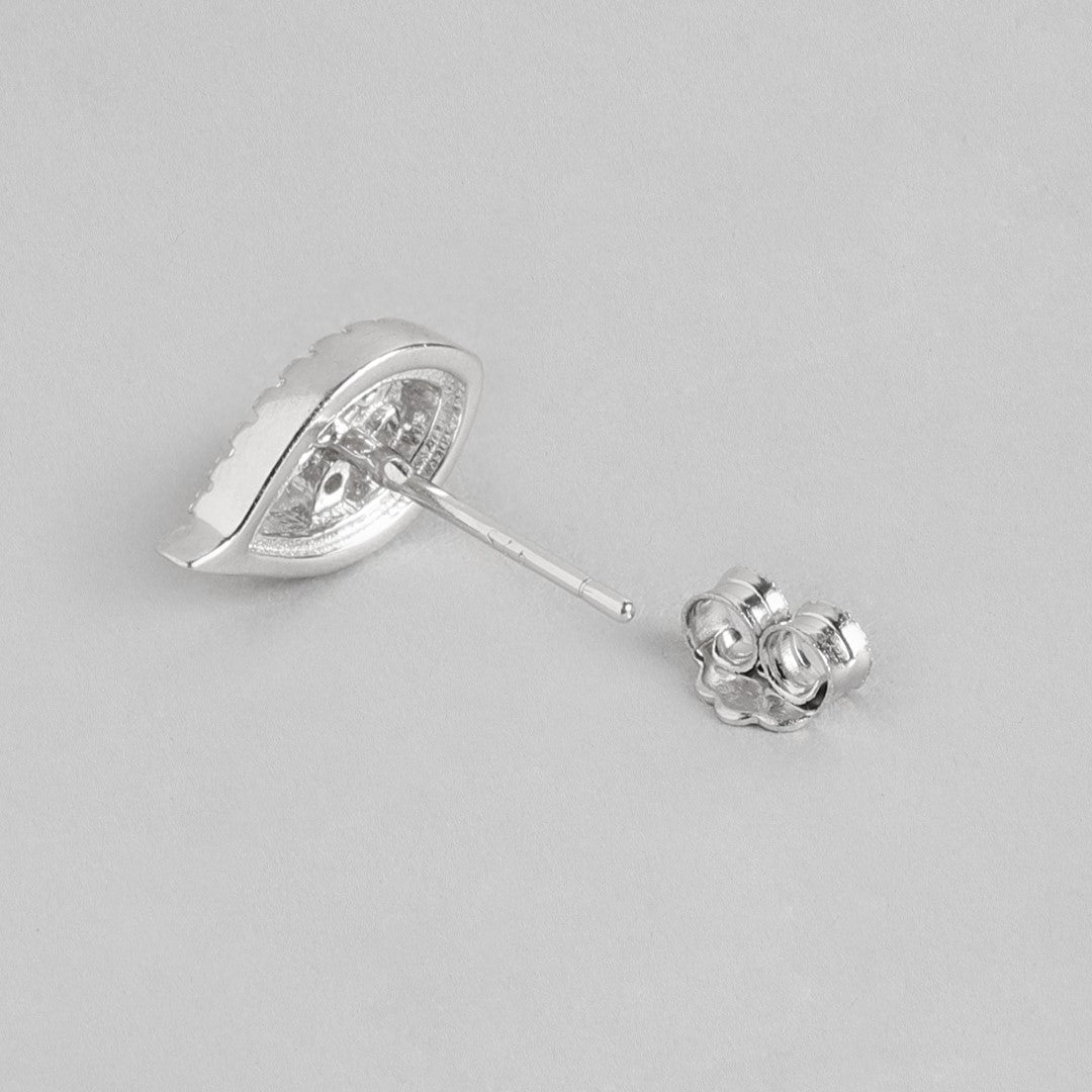 Whimsical Whispers 925 Sterling Silver Rhodium-Plated Leaf Earrings