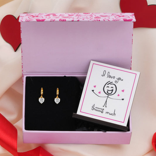 Heartfelt Radiance Gold Plated 925 Sterling Silver Earrings Gift Hamper