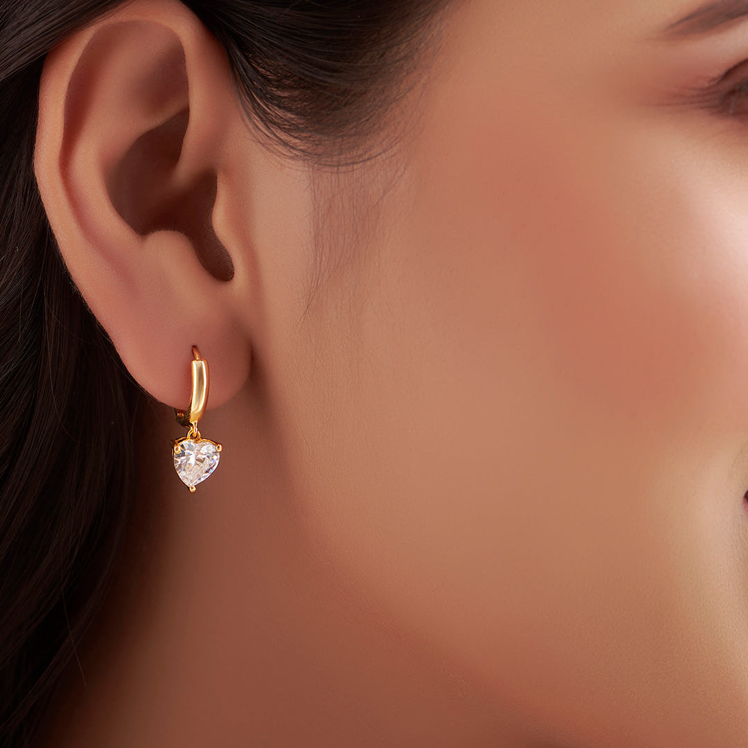 Heartfelt Radiance Gold Plated 925 Sterling Silver Earrings