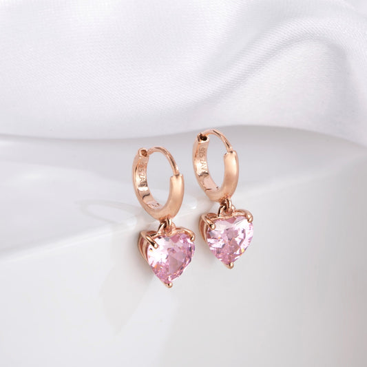 925 Sterling Silver Romantic Rose Rose Gold Plated 925 Sterling Silver Heart Earrings for Women – Zavya