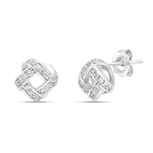 Modern Radiance Rhodium-Plated 925 Sterling Silver Square Earrings