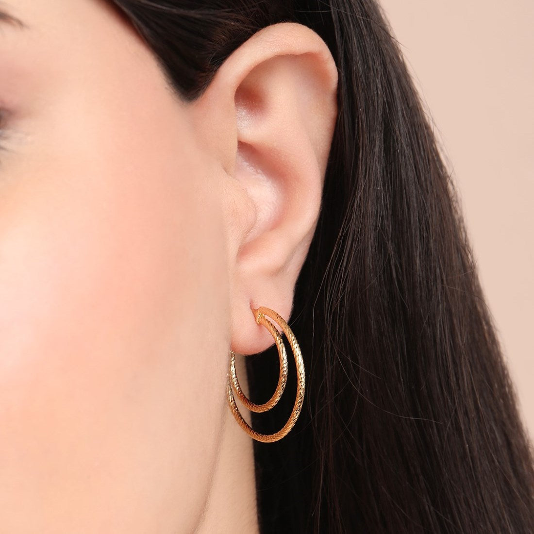 Modern Glamour Gold-Plated 925 Sterling Silver Hoop Earring