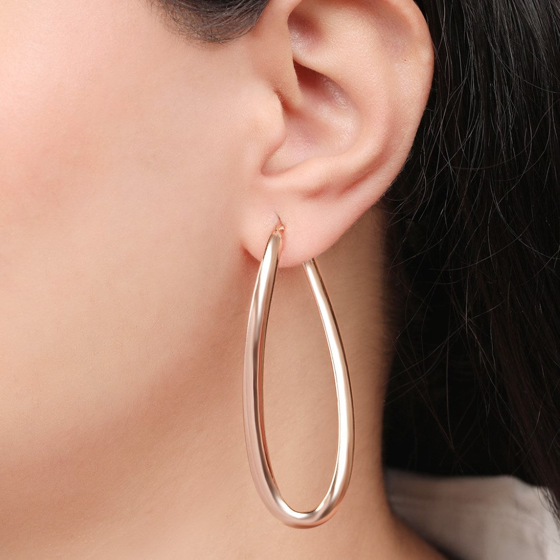 Rosé Petals Cascade Rose Gold Plated 925 Sterling Silver Hoop Earrings
