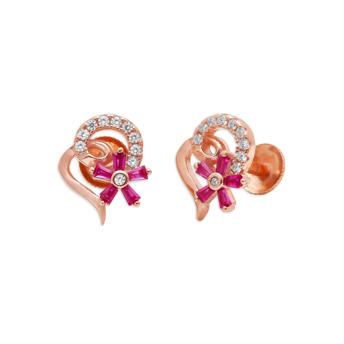 Blooming Love 925 Sterling Silver Earrings with Cubic Zirconia