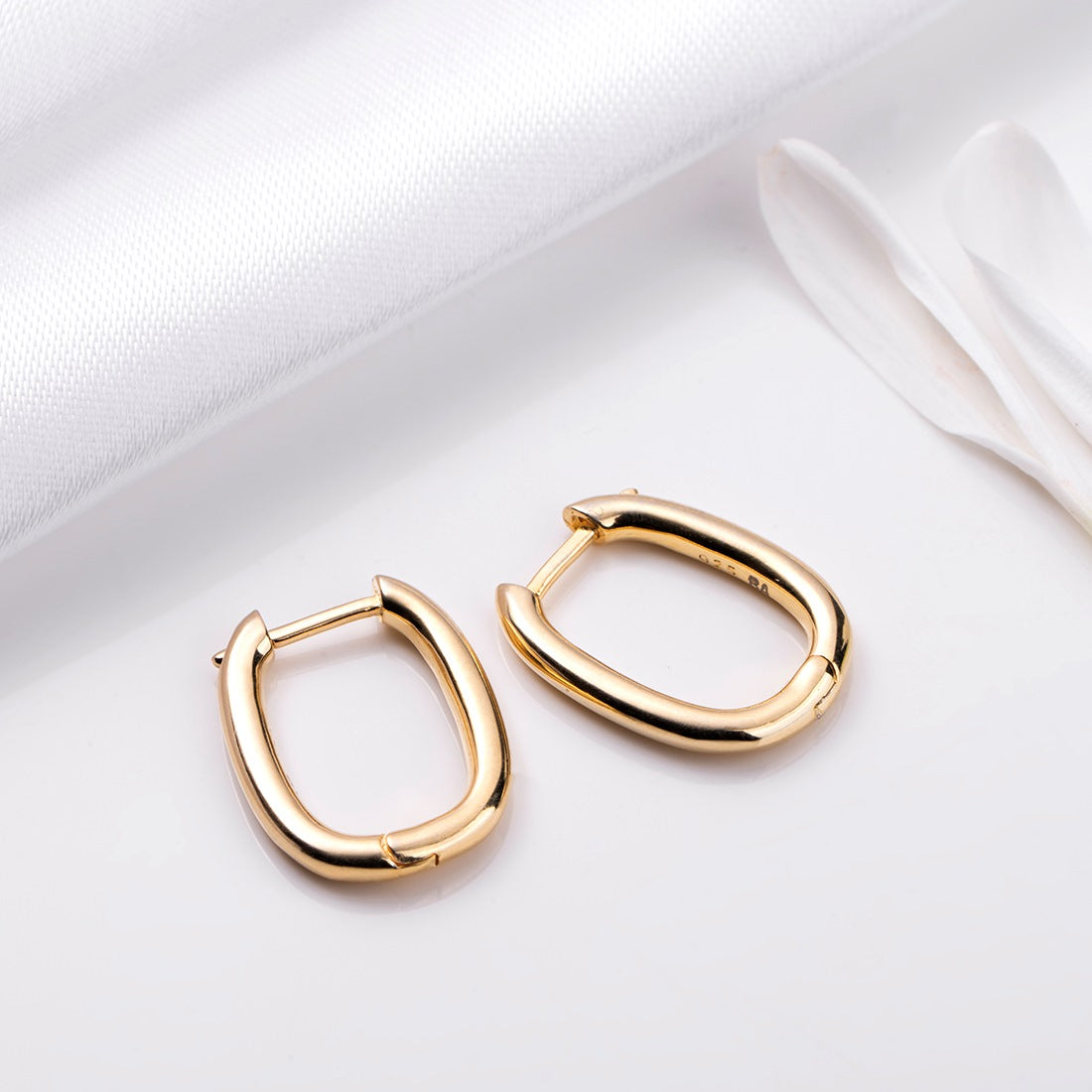 Radiant Hoops 925 Sterling Silver Gold-Plated Earrings