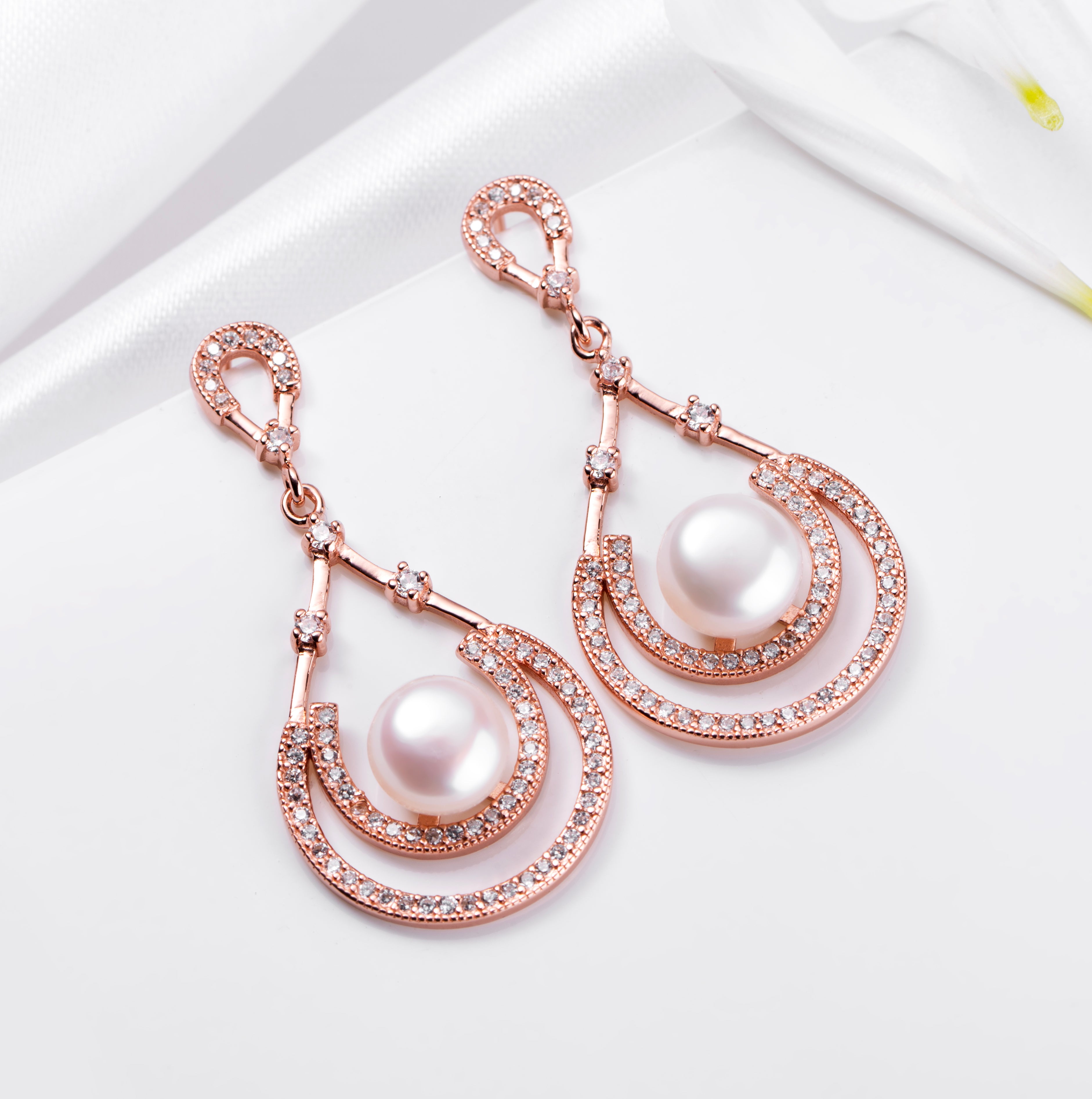 Ethereal Drops 925 Sterling Silver Rose Gold Plated Earrings