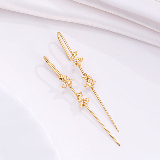 Fairy Wing Gold Plated 925 Sterling Silver Ear Cuff Earrings