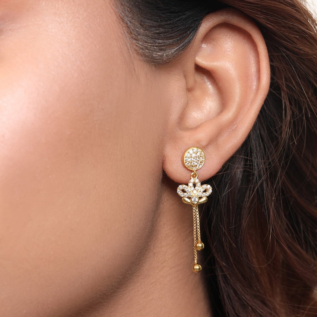 Golden Bloom 925 Sterling Silver Gold-Plated Flower Earrings