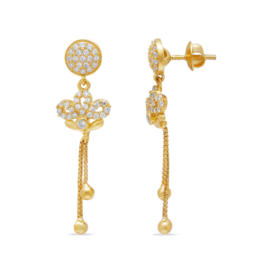 Golden Bloom 925 Sterling Silver Gold-Plated Flower Earrings