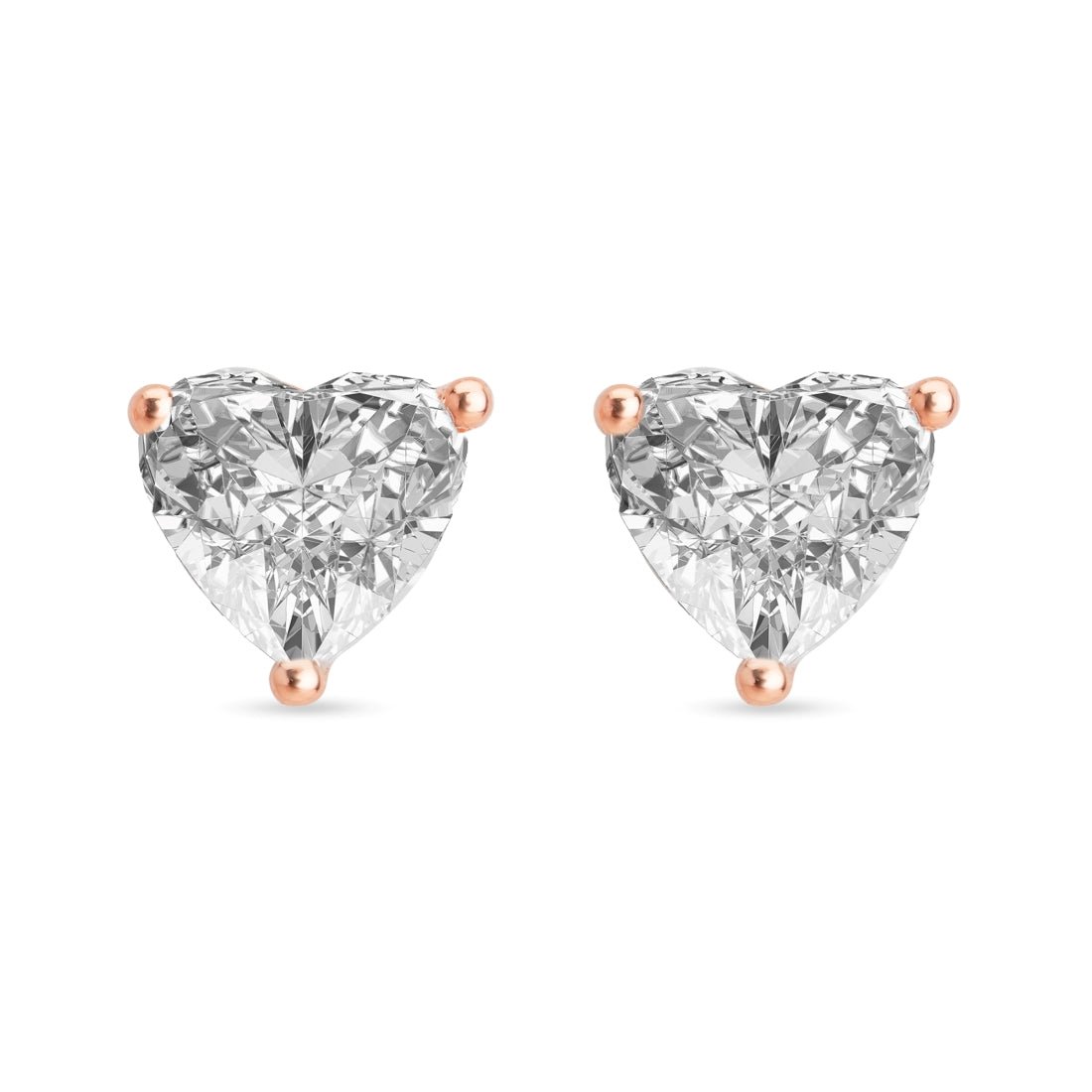 Romantic Heart Rose Gold Plated 925 Sterling Silver Stud Earrings