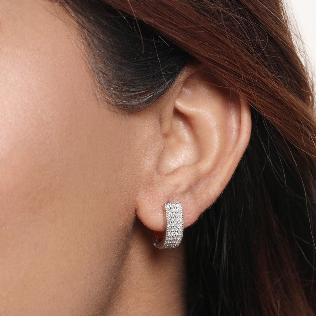 Elegant Abstract Rhodium Plated 925 Sterling Silver Hoop Earrings